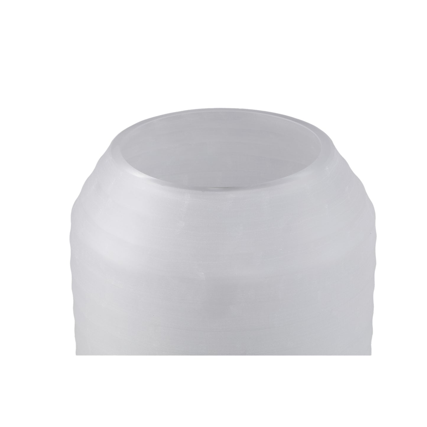 Malia Witte Glazen Vaas Rond Streep Cutting L Set van 2 - 2 Sets 32x20x20 cm
