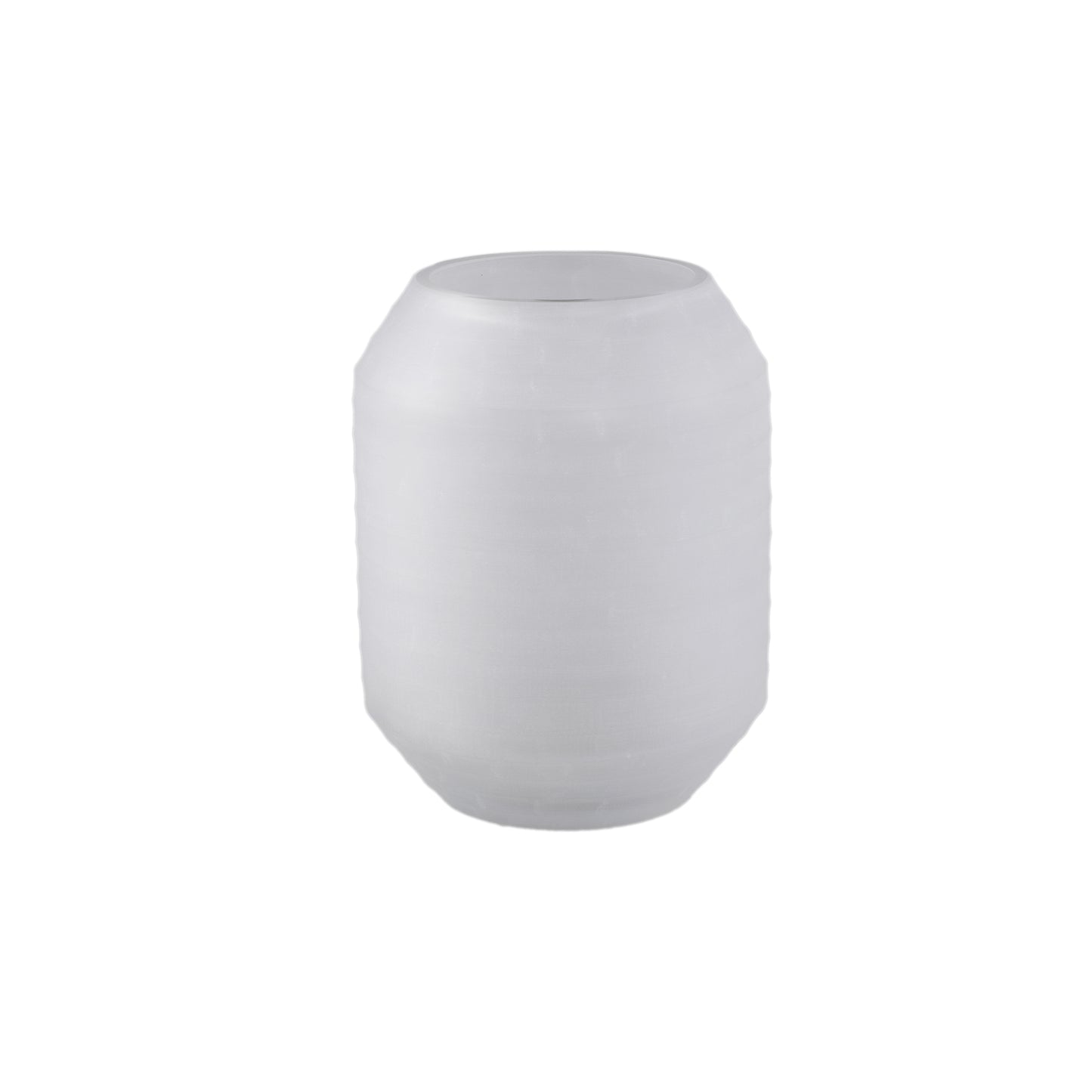 Malia Witte Glazen Vaas Rond Streep Cutting M Set van 2 - 2 Sets 26x20x20 cm