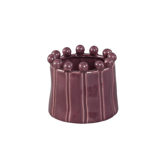 Celine Paarse Keramische Pot Met Bolletop Rond Set Van 12 10x12x12 cm