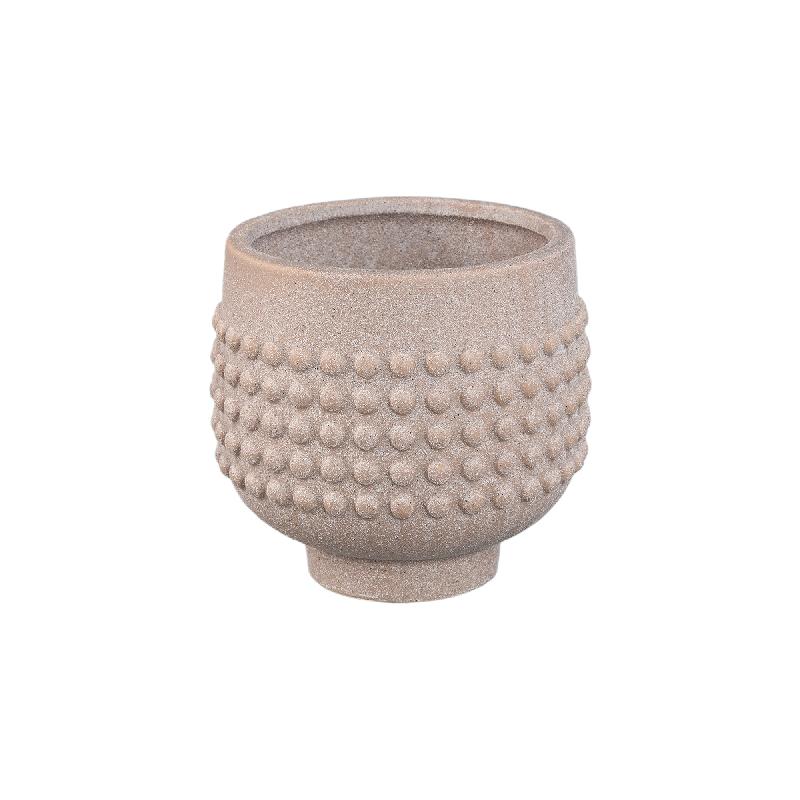 Clarece Beige Keramische Pot Gestippeld Middenstuk Op Voet M - Set van 12 13.5x14x14 cm