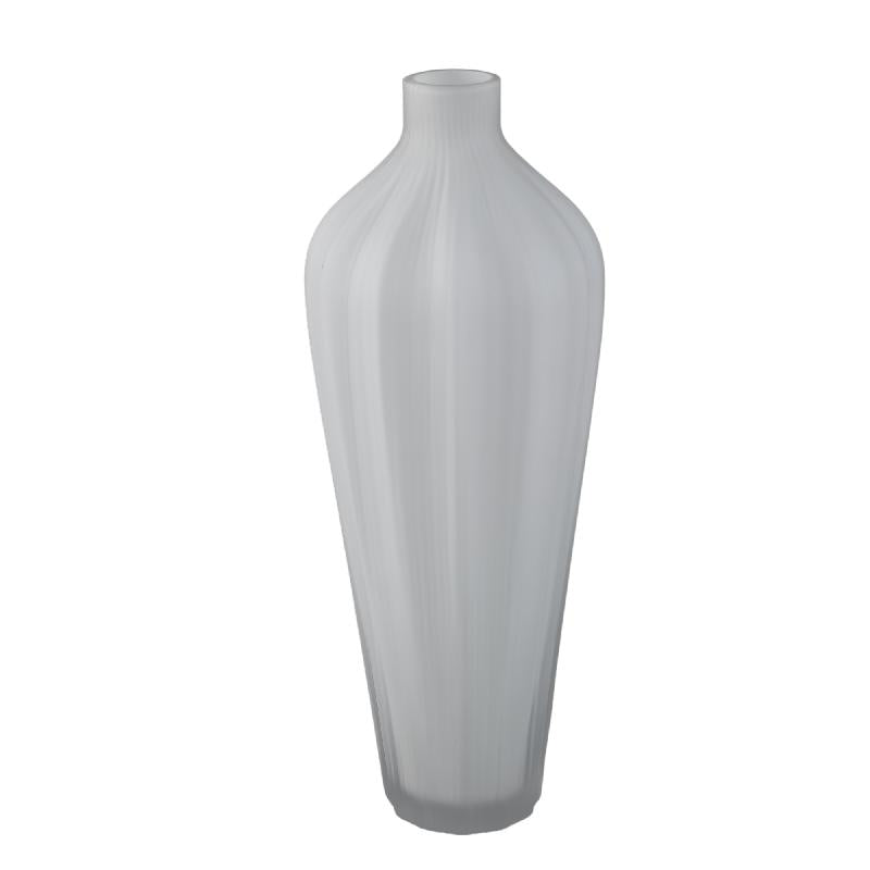 Aleiya Wit Handgesneden Glazen Vaas Set van 2 Stuks 44x18x18 cm
