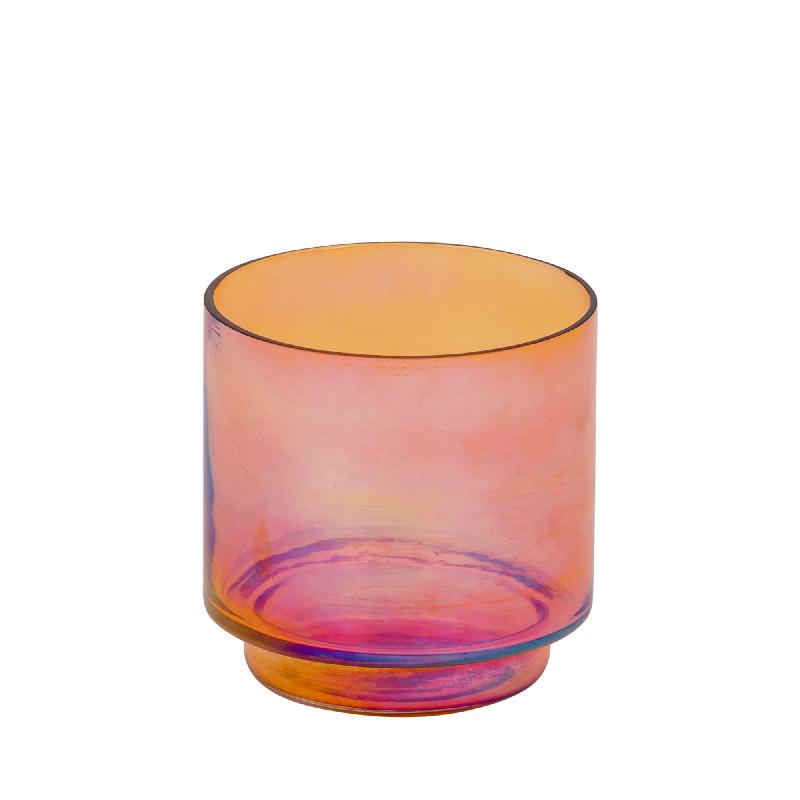 Marabel Oranje Rond Glasttheelicht Lustre Look - Set van 12 10x10x10 cm