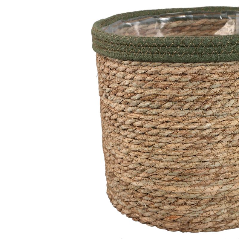 Leavy Donkergroen Rattan Mand met Rand Rechthoekig Set van 4 26x28x28 cm