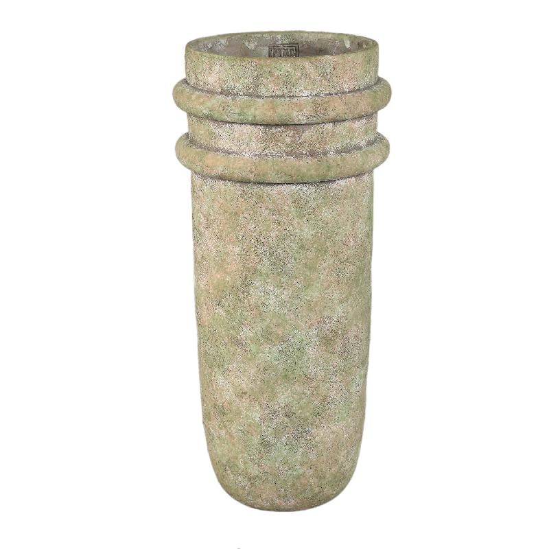 Almeda Groene Cement Vaas Met 2 Randen Hoog L 50x22x22 cm