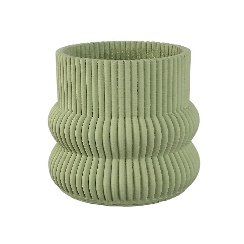 Lucas Mint Groen Ronde Geribde Bulby Cementpot L – Set van 4 Stuks 20x22x22 cm
