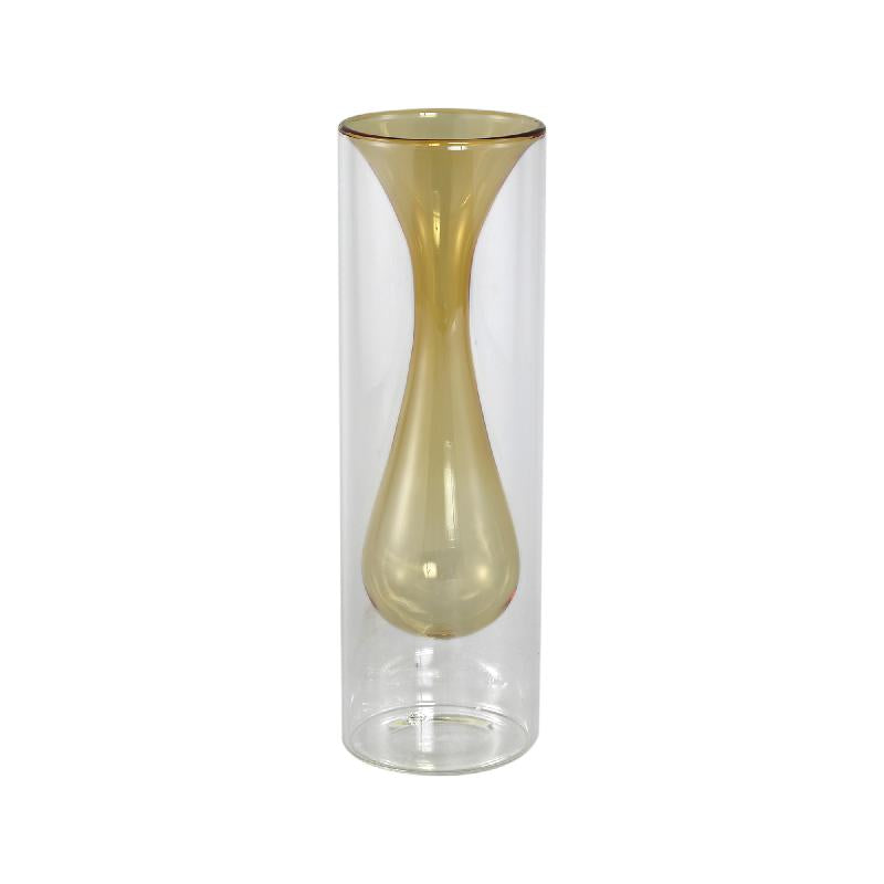 Yanna Amber Glazen Vaas Taps Inside Groot Set van 6 Stuks 25x8x8 cm