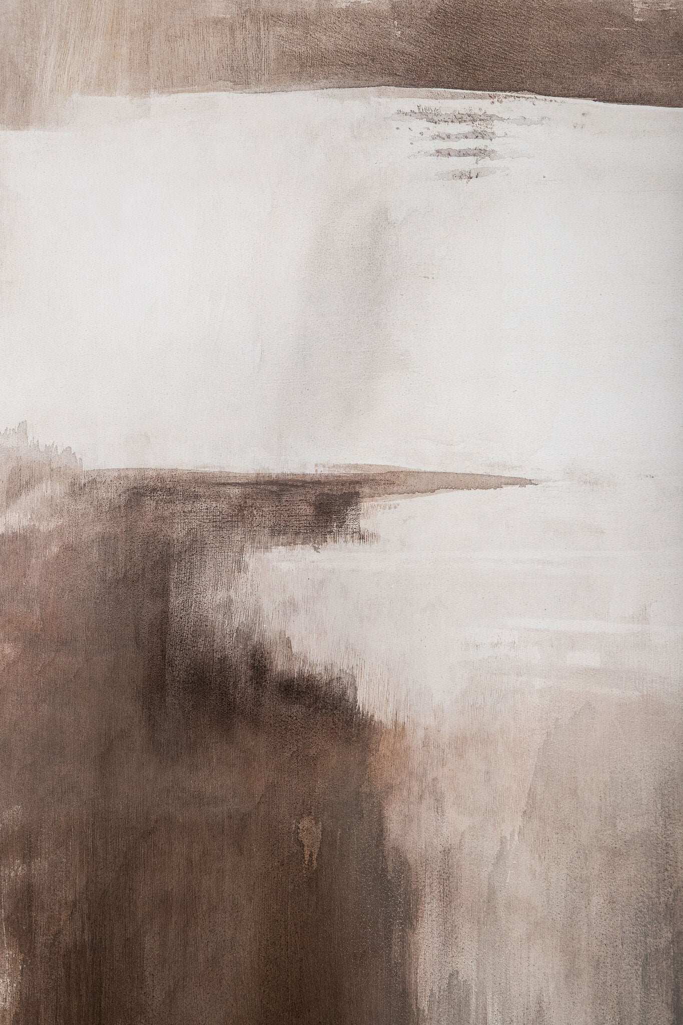 Olger Beige Abstract Canvas Wandpaneel met Lijst B 152.5x122.5x5 cm