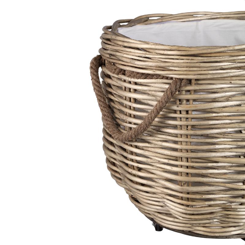 Darrett Natuurlijke Wilgenmand Met Wielen 60x65x65 cm