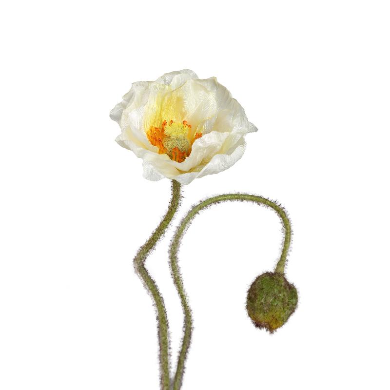 Poppy Flower Witte Klaproos Spray Met Knop - Set van 12 69x27x10 cm