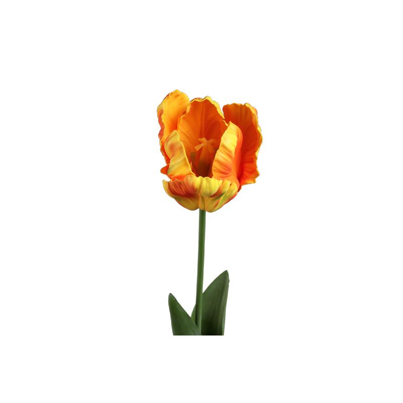 Tulip Flower Oranje Papegaai Tulp Met Bladeren - Set van 12 Stuks 67x40x9 cm