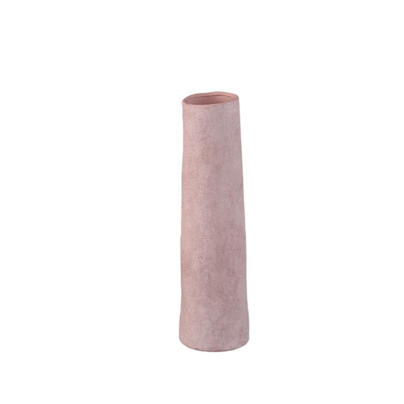 Ardala Lichtroze Rechte Ronde Keramische Vaas M Set van 4 Stuks 50x14x14 cm
