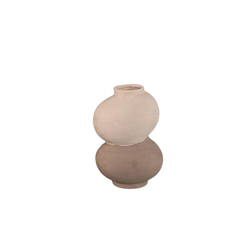 Norian Lichtbruin Keramische Bulby Vaas Aards Set van 4 Stuks 25x17x16 cm