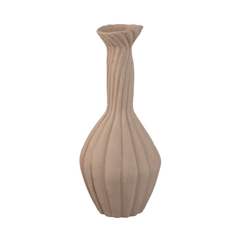Lydia Lichtbruin Keramische Vaas met Gedraaide Ribbels Groot – Set van 2 64.5x28.5x28.5 cm