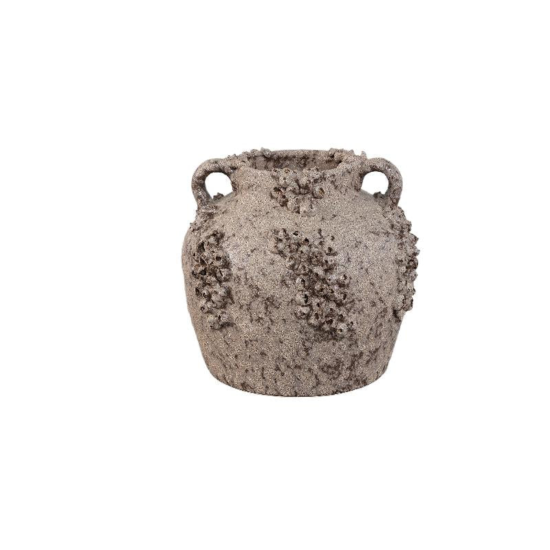 Deisy Beige Keramische Pot Met Handvatten Rough Coral S 20.5x23.5x22.5 cm