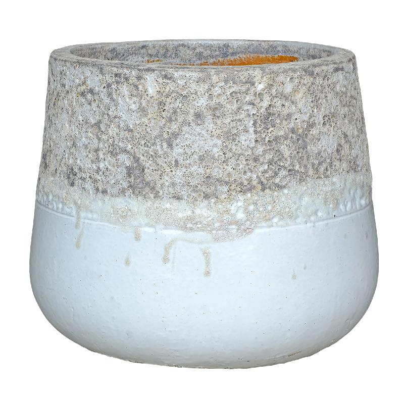 Lenz Witte Keramische Pot Ruw Bovenrand Rond L 61x70x70 cm