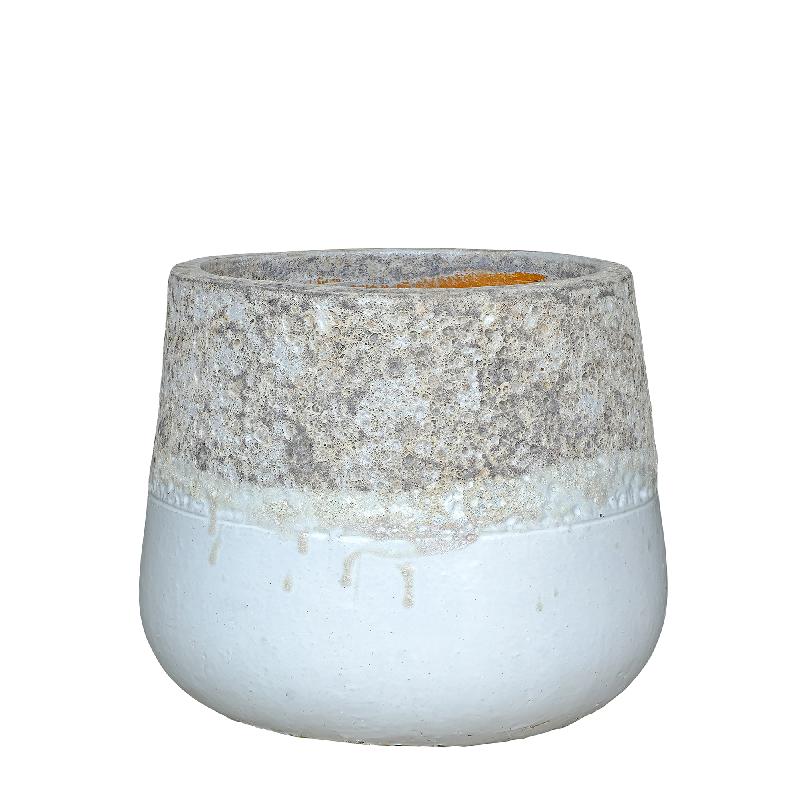 Lenz Witte Keramische Pot Ruw Bovenrand Rond S 42x50x50 cm