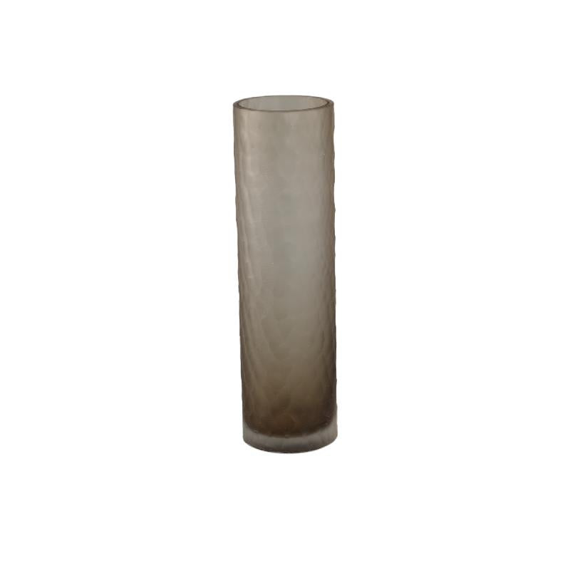 Paulene Lichtbruin Glazen Vaas Handgeslepen Recht Set van 2 35x10.5x10.5 cm