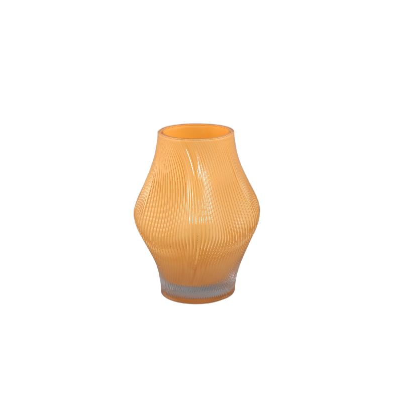 Caruso Gele Glazen Vaas Set van 6 Stuks met Golvend Swirl Centrum 16.5x11.5x11.5 cm