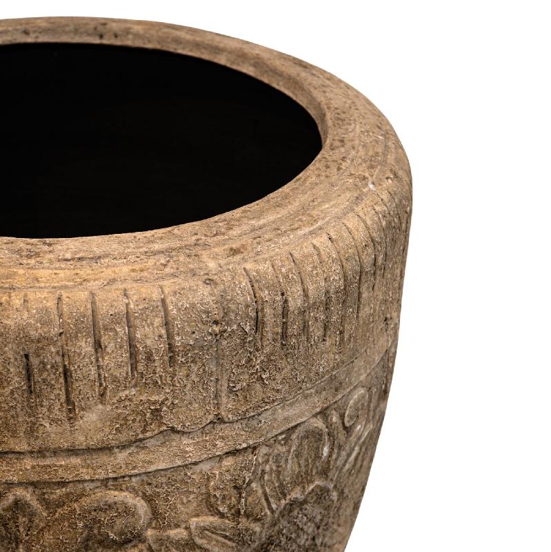 Sasha Crème Cement Fiber Pot Bloemmotief Rond 50x70x70 cm