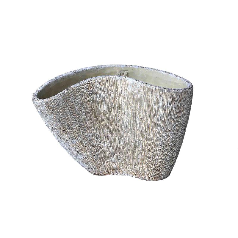 Destri Crème Cement Vaas Organische Vorm Set van 2 25x39x20 cm