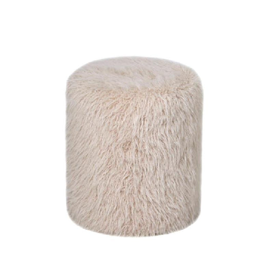 Hair Beige Stoffen Poef Rond 47x40x40 cm