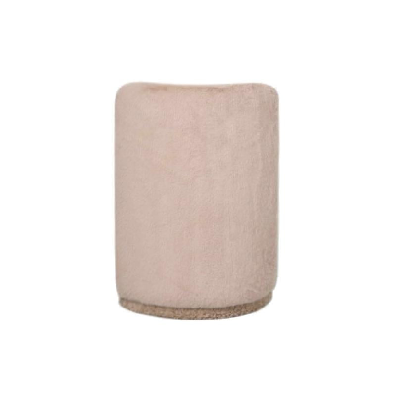 Brandon Beige Poef Met Rugleuning Rond 68x45x46 cm