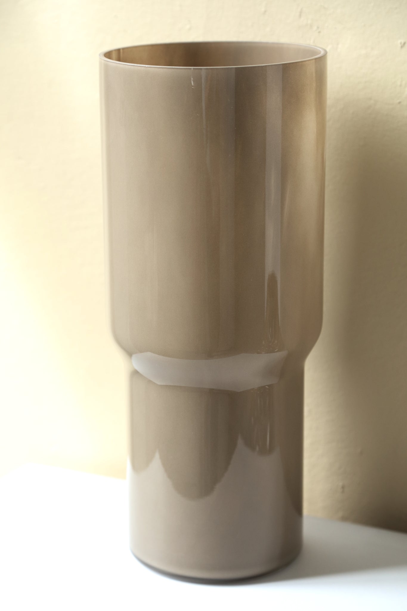 Ranzel Taupe Ronde Glazen Vaas Set van 4 Stuks 35x15x15 cm