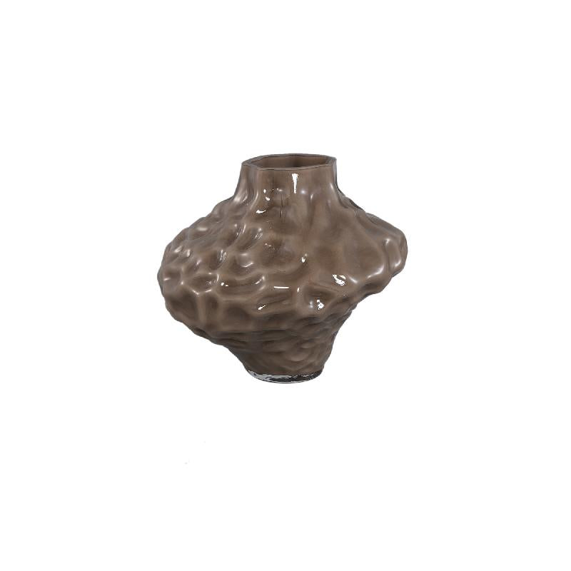 Moises Taupe Glazen Vaas Onregelmatig Gedeund Set van 4 16x19x19 cm