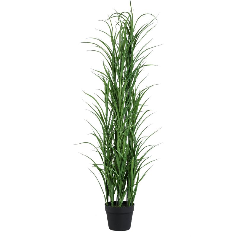 Leaves Plant Groen Gras in Zwarte Pot L – Set van 2 120x40x40 cm