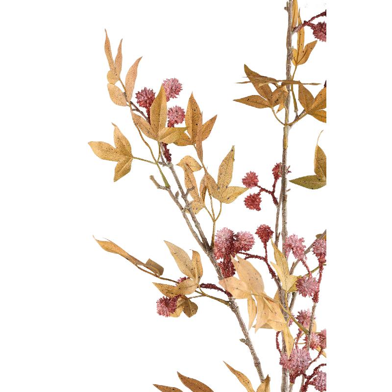 Leaves Plant Paarse Bladeren Spray met Bessen - Set van 6 Stuks 124x22x11 cm