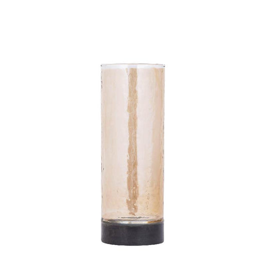 Keylan Bruine Luster Glazen Vaas met Mangohout Voet S – Set van 2 30x10x10 cm