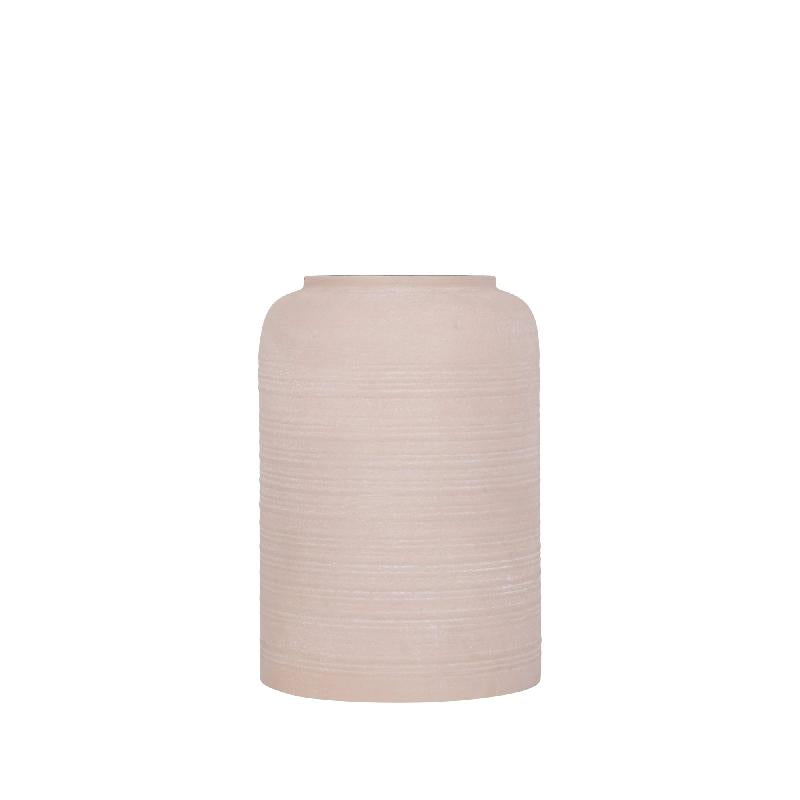 Lavada Beige Metalen Boerenpot Hoog Gestreept 35x24x24 cm