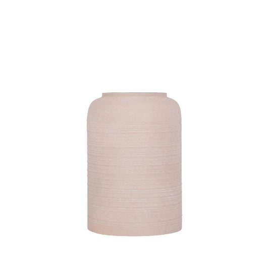 Lavada Beige Metalen Boerenpot Hoog Gestreept 35x24x24 cm