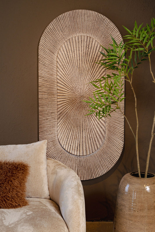Dishita Crème MDF Wandpaneel Geribfeld Dubbele Ovaal 160x80x5 cm