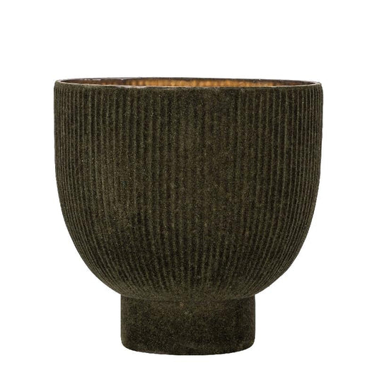 Jordian Donkergroen Glazen Windlicht Met Flocking L 25.5x25.5x25.5 cm