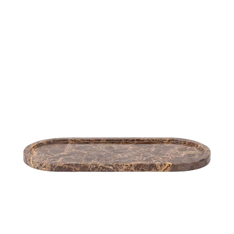 Eris Donkerbruin Marmeren Dienblad Met Rand Ovaal S 1.5x35.5x15 cm