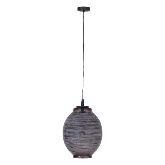 Mascen Donkergrijs Gesneden Glas Hanglamp Groot 32x22x22 cm