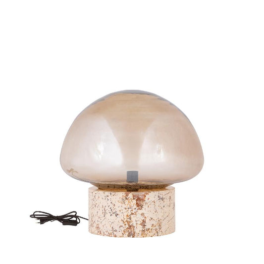 Jobani Beige Marmeren Tafellamp Met Lustre Glas L 32x32x32 cm