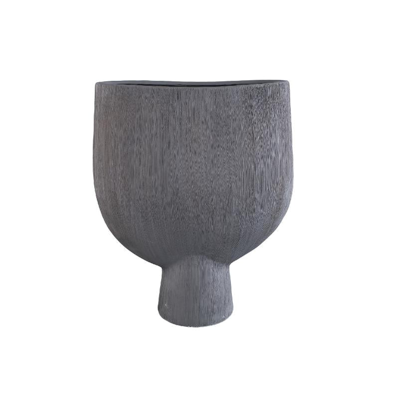 Tywin Donkergrijs Keramische Pot Ovaal Op Poot Lines L 60x50x20 cm