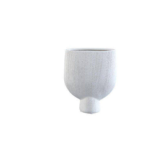 Tywin Witte Keramische Ovale Pot Op Voet Fijne Lijnen Set Van 4 Stuks 25x21x8.5 cm
