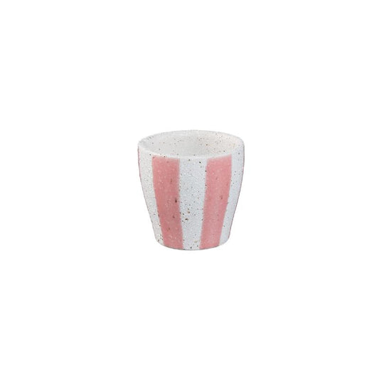 Shaen Roze Keramische Pot Rond Gestreept Set van 12 Stuks 7.5x8x8 cm