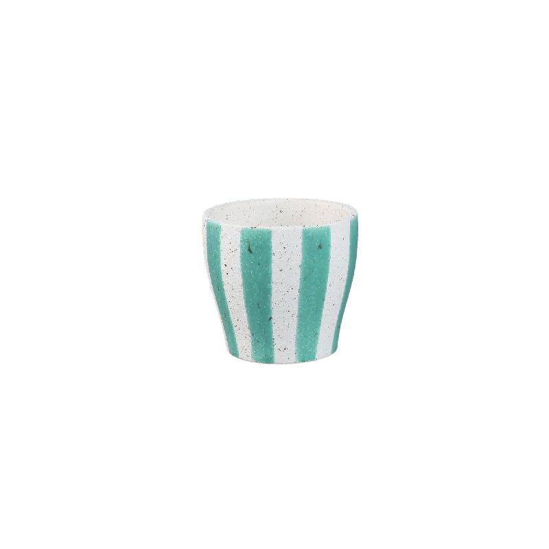 Shaen Mint Groen Keramische Ronde Pot Met Strepen Set Van 12 Stuks 11.5x12x12 cm