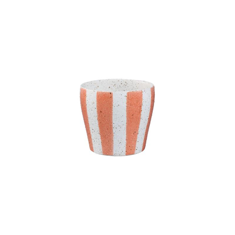 Shaen Oranje Keramische Ronde Pot met Strepen S - Set van 12 11.5x12x12 cm