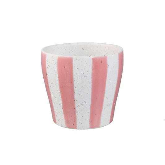 Shaen Roze Keramische Pot Rond Met Strepen Set Van 8 Stuks 15x16x16 cm