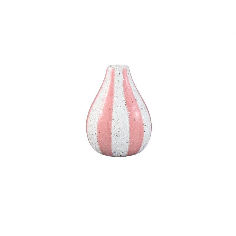 Shaen Roze Keramische Ronde Vaas Met Strepen Set van 8 11.5x13x13 cm