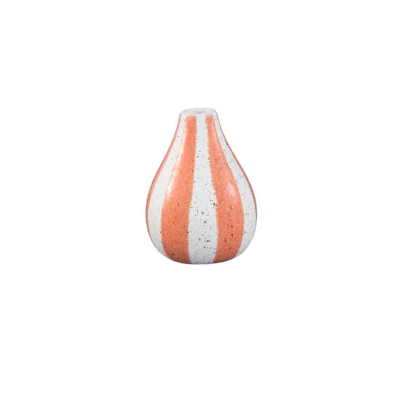 Shaen Oranje Keramische Ronde Gestreepte Vaas Set van 8 Stuks 11.5x13x13 cm