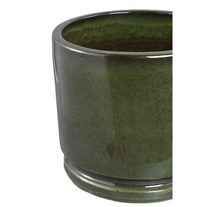 Madsen Donkergroene Keramische Cilinder Pot Set Van 3 Low 45x49.5x49.5 cm