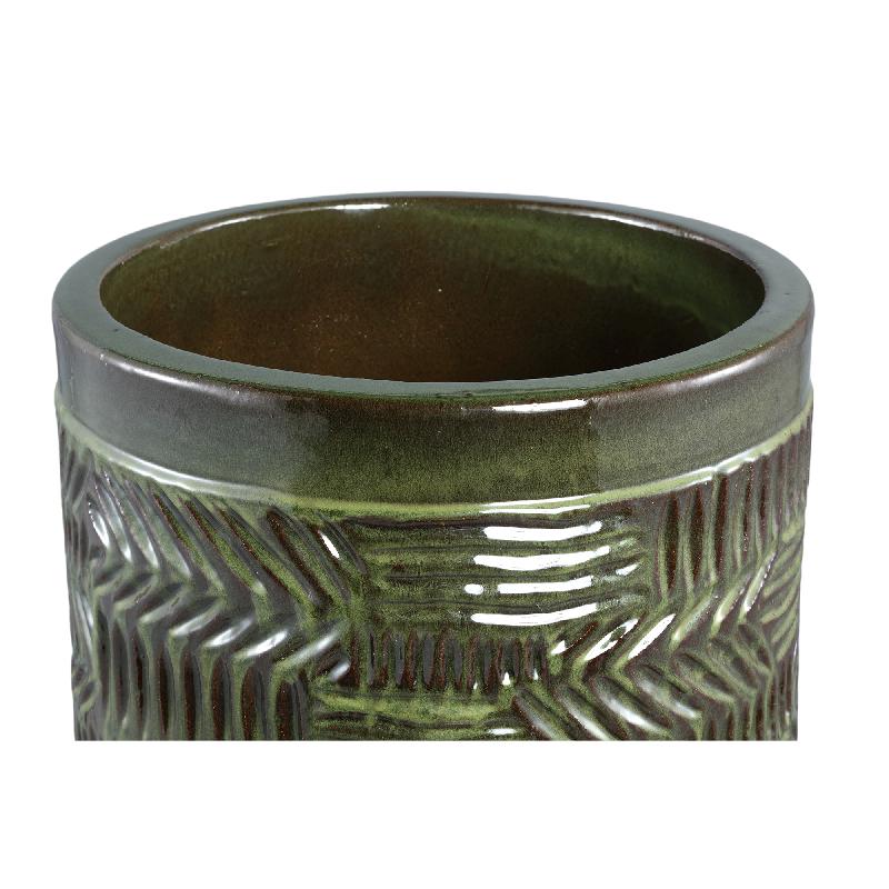 Nikko Donkergroen Keramische Pot Rond Patroon Set Van 2 74x46x46 cm