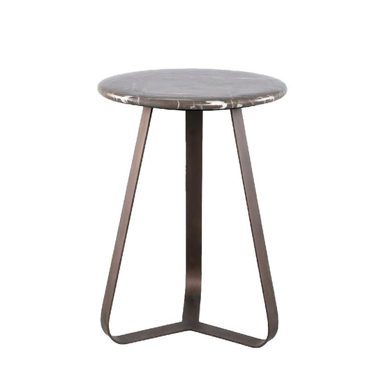 Kae Marmeren Bijzettafel Met Ijzeren Poten Rond 56x40x40 cm