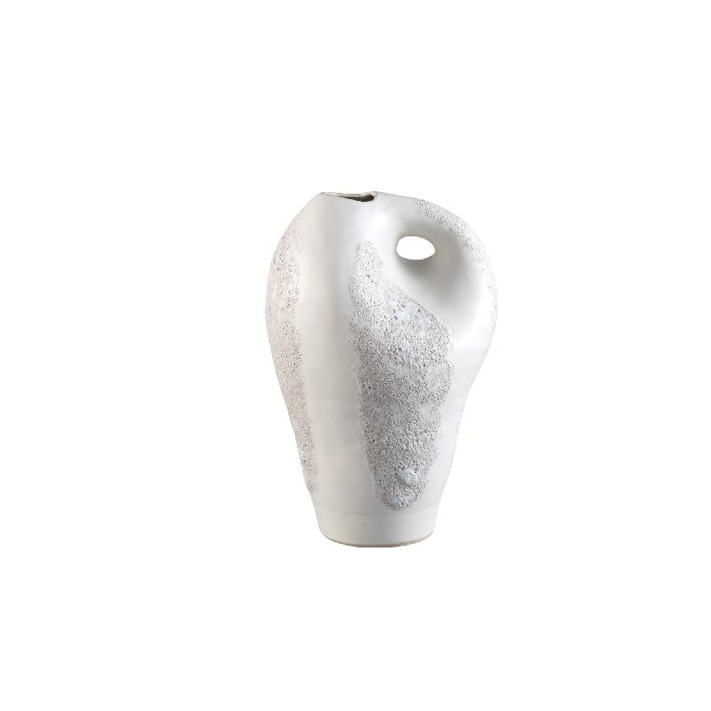 Dangelo Witte Keramische Onregelmatige Vaas Hoog Set van 2 33.5x21.5x19 cm